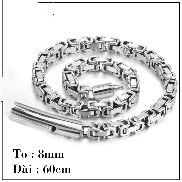 Dây chuyền nam inox kiểu ziczac cạnh vuông khóa vip nhiều size dễ chọn, thể hiện phong độ, đẳng cấp cho người đeo