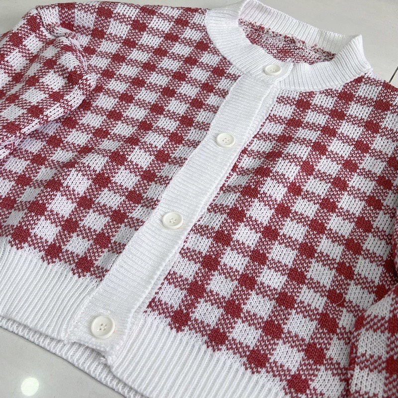 áo khoác len cardigan croptop họa tiết caro phong cách hàn quốc hottrend A144 SUTANO