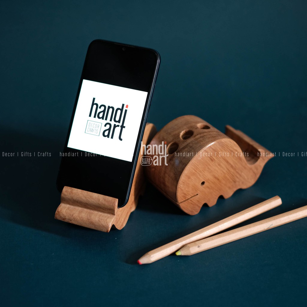 Giá gỗ gác điện thoại - hình cá heo/ hình con voi - Wooden phone rack