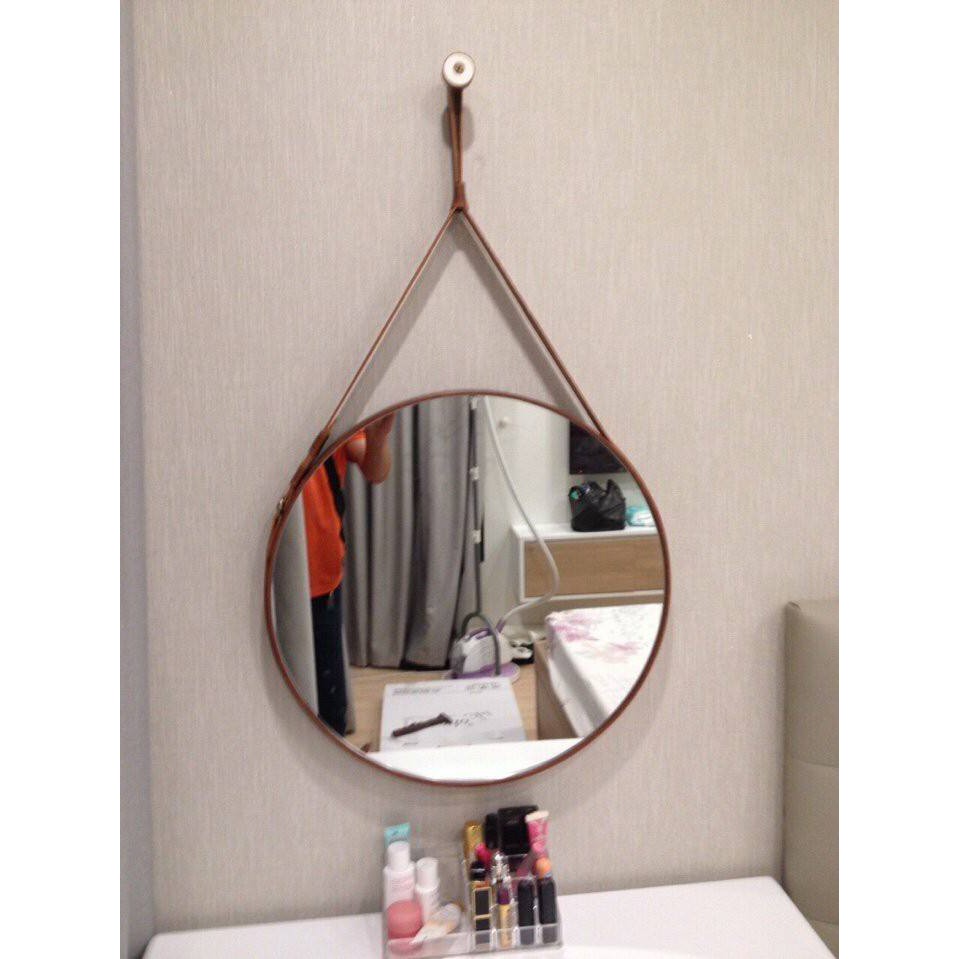 Gương tròn viền da 02