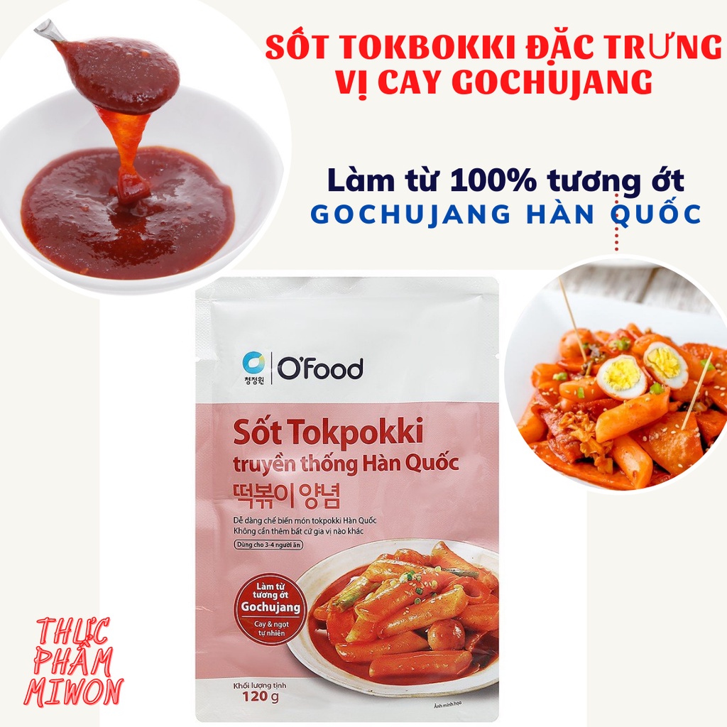 Sốt Tokbokki Hàn Quốc O'Food gói 120g vị cay truyền thống, để nấu tokbokki hoặc gia vị chế biến món ăn