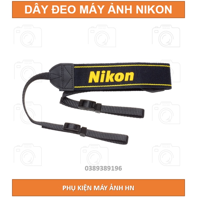 Dây đeo máy ảnh NIKON dây đen - chữ vàng