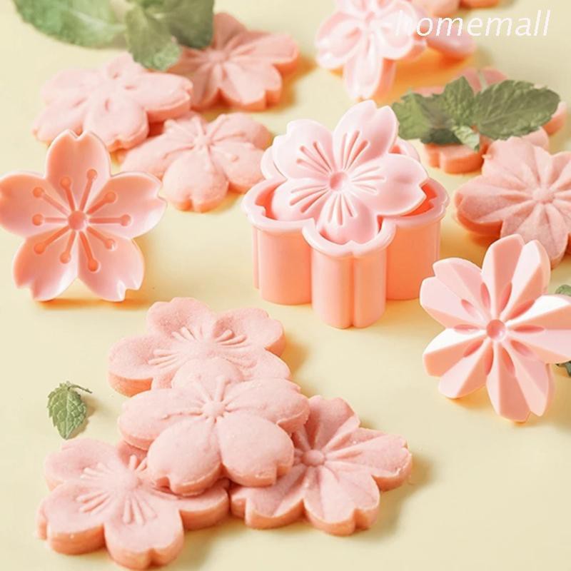 Set 4 khuôn cắt làm bánh quy và dụng cụ nhấn DIY tạo hình hoa anh đào đáng yêu