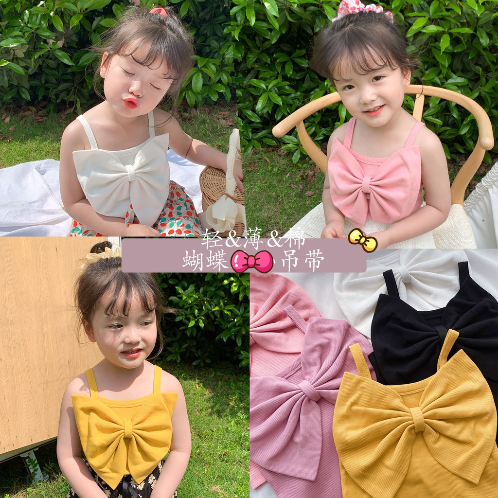 Áo sát nách đính nơ thời trang Hàn Quốc đáng yêu dành cho bé gái