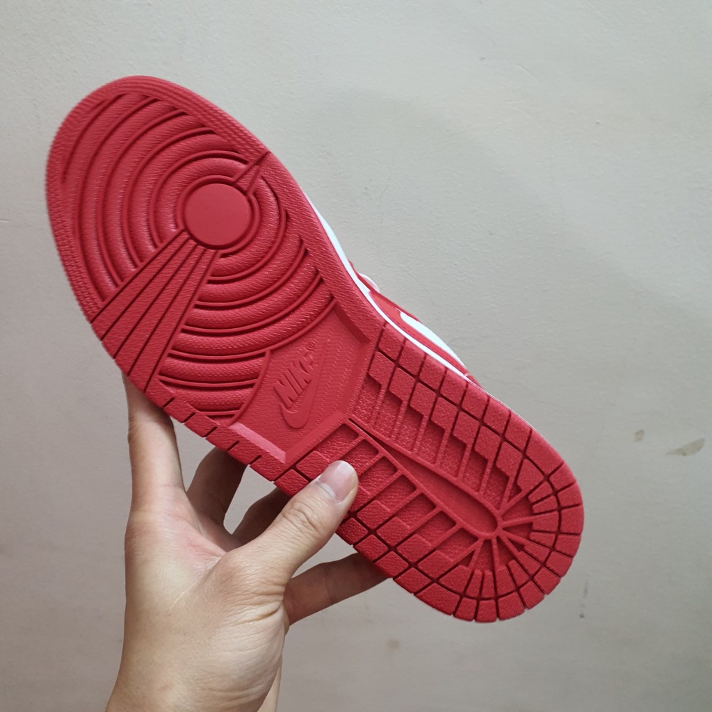 Giày Jordan 1 Low Đỏ Trắng Gym Red Fullbox, Giày thể thao jordan 1 cổ thấp đỏ trắng da nhăn, lót 2 lớp cực êm