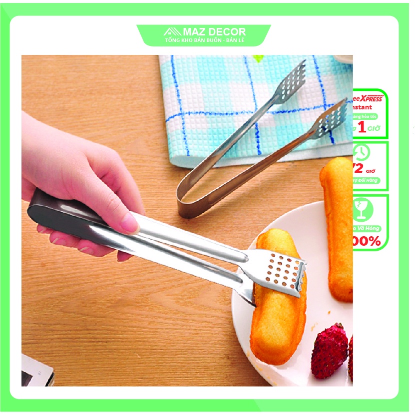 SALE GIÁ SỈ TẠI XƯỞNG Kẹp gắp thức ăn, kẹp gắp đá lỗ ĐẦU VUÔNG gắp đồ nướng bằng inox dài đẹp giá rẻ