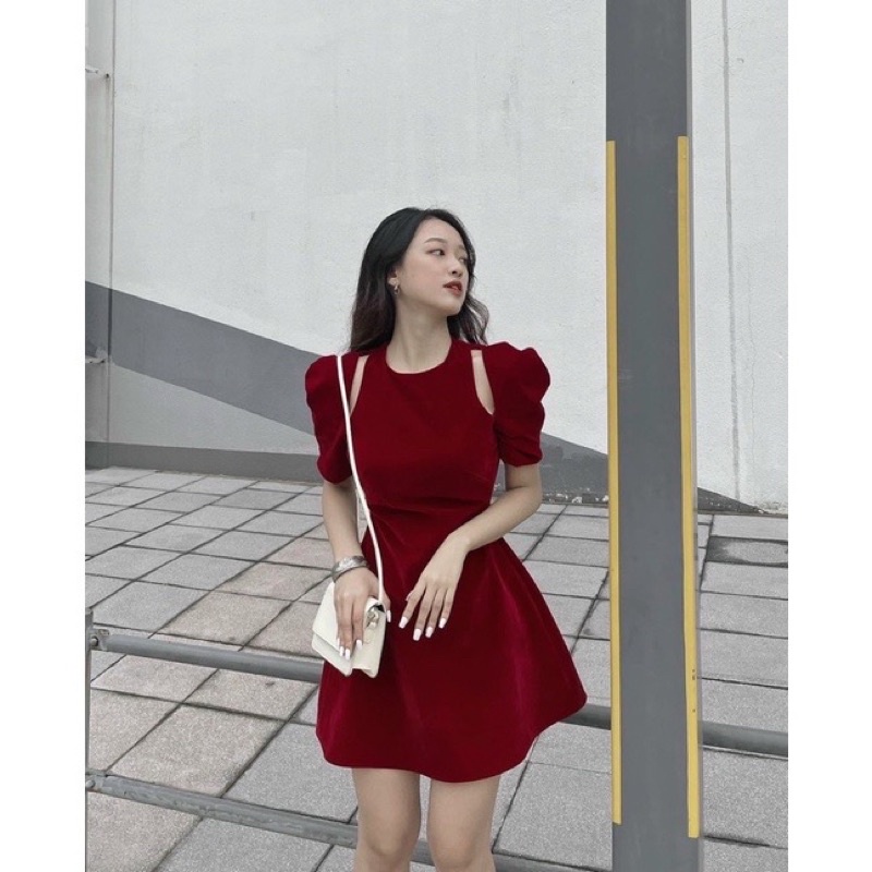 Đầm nhung khoét vai ( có bigsize )