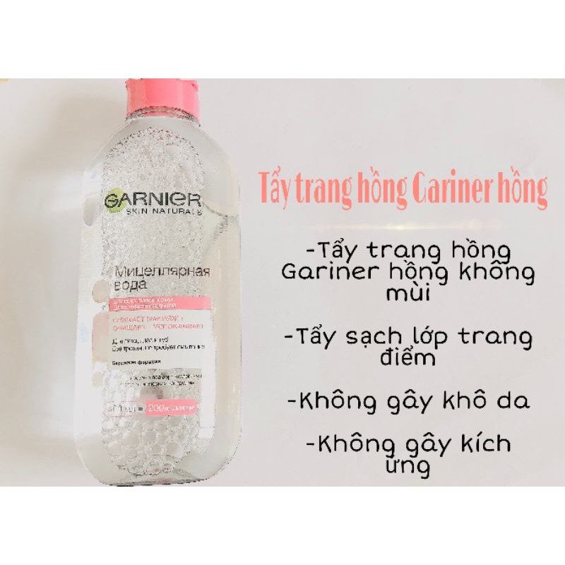 Nước tẩy trang làm sạch da Gariner  hồng 400ml Nga [ kèm bill Nga]