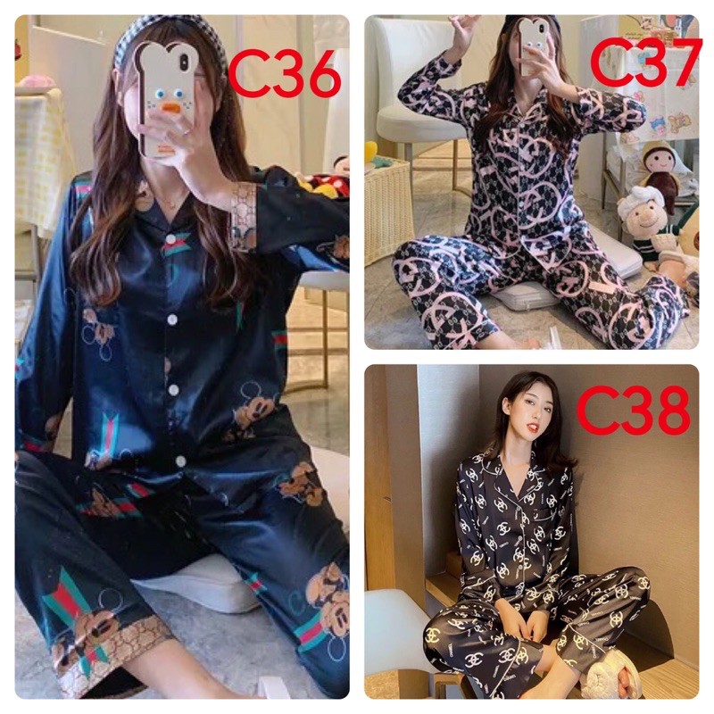 ✅ Bộ đồ ngủ/đồ mặc nhà/pyjama lụa cổ bẻ.
