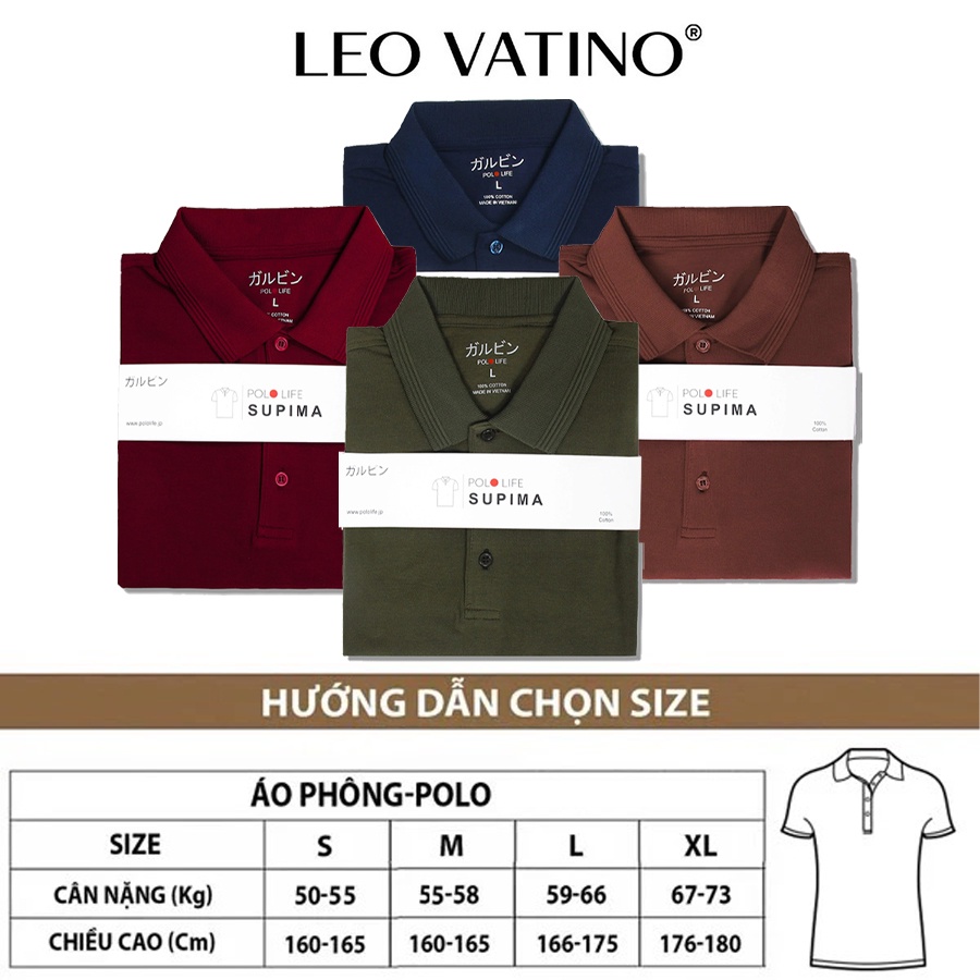 Áo polo nam Supima2 4 màu Cotton 100% Leo Vatino Phân phối độc quyền phối cổ áo thun nam tay ngắn cổ bẻ LIFE - Galvin