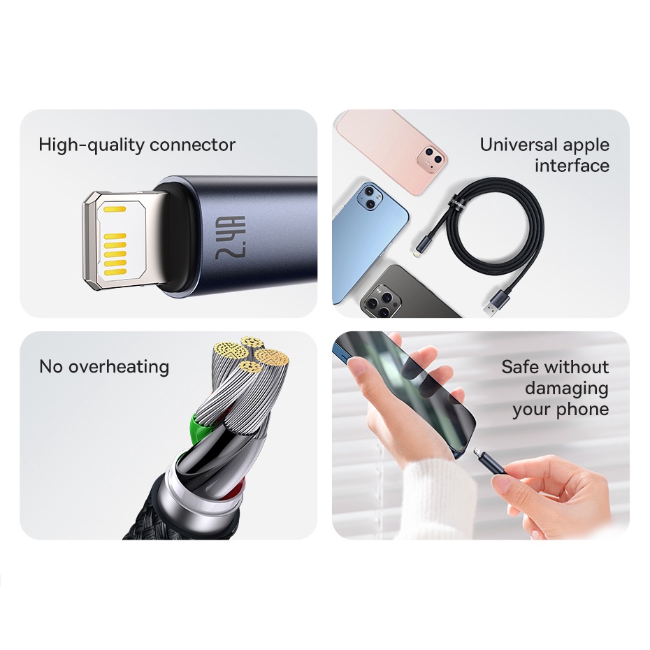 Dây Cáp Sạc Baseus Cao Cấp Cho iPhone 13 12 11 Pro Max 8X