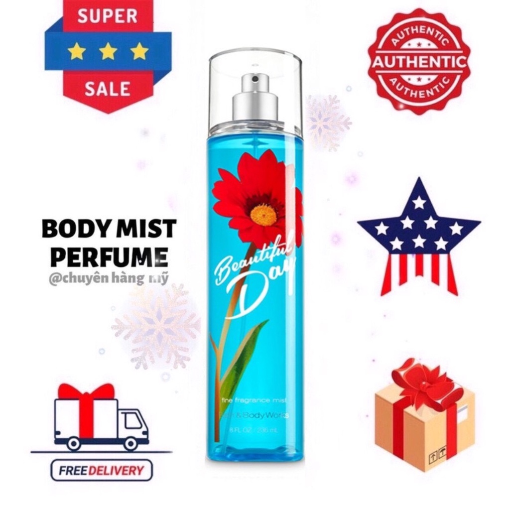 𝗕𝗢𝗗𝗬𝗠𝗜𝗦𝗧𝗣𝗘𝗥𝗙𝗨𝗠𝗘⚜️Xịt Thơm Toàn Thân Bath And Body Works - Beautiful Day 236ml