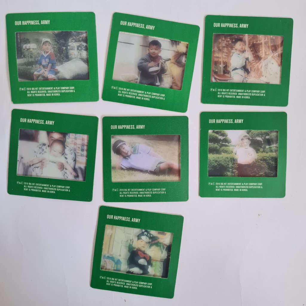 Card ảnh thời thơ ấu các thành viên Bangtan Jungkook Suga Taehyung J-hope Jimin Jin RM ( H2D06 )