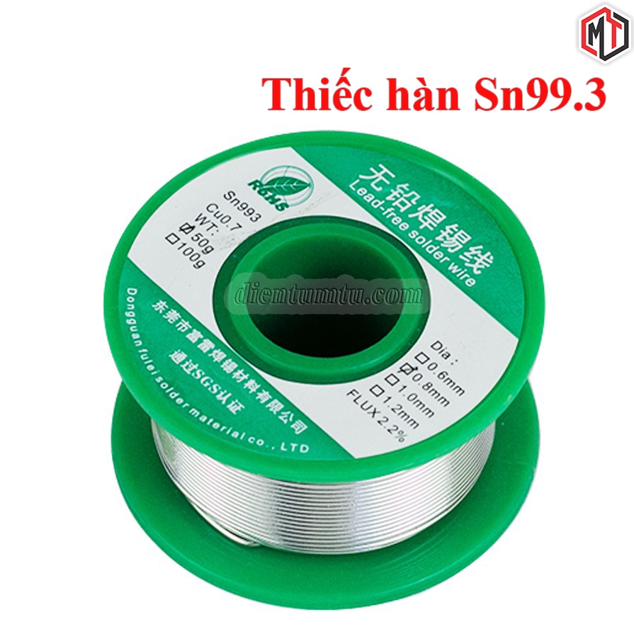 THIẾC HÀN Sn99.3 99.3% 0.8mm - Cuộn 50g