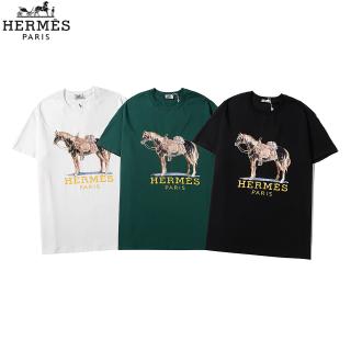 Hermès Hermes Áo Thun Tay Ngắn In Hình Chú Ngựa Dễ Thương Cho Cặp Đôi