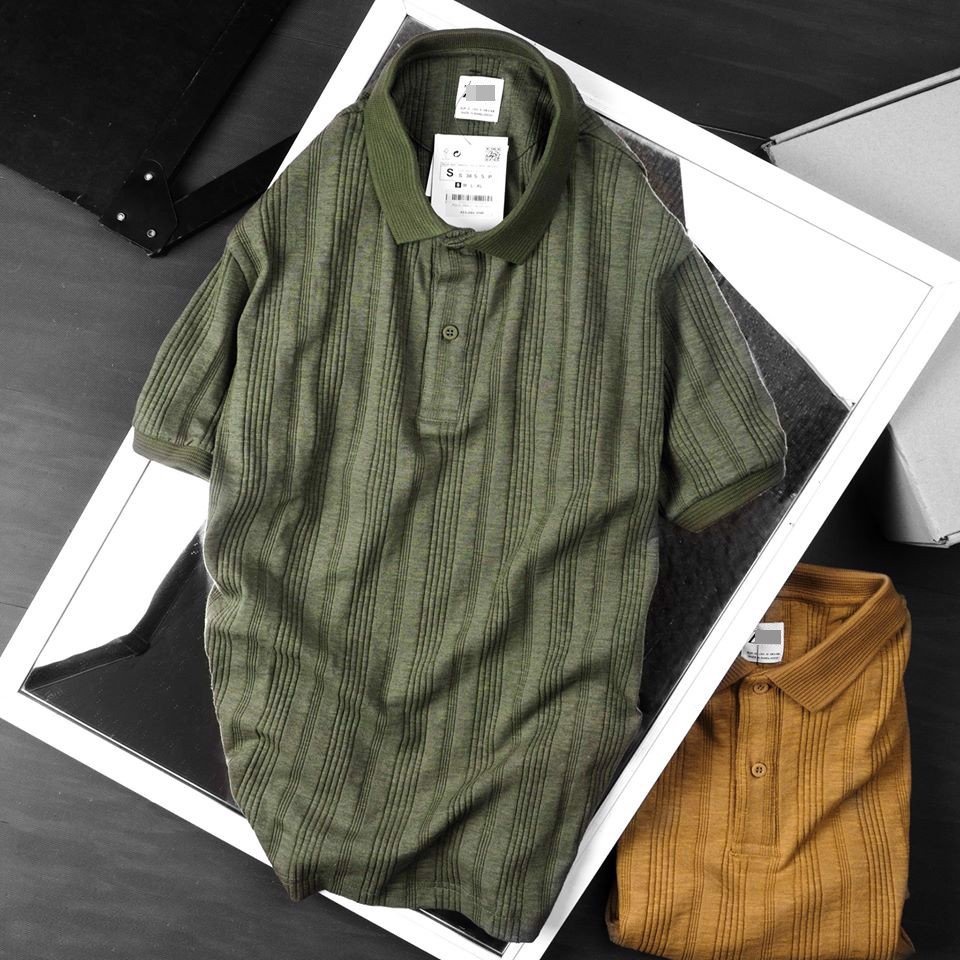 Áo Polo Nam ZARA Chất Len Dáng Slim-fit Phối Line
