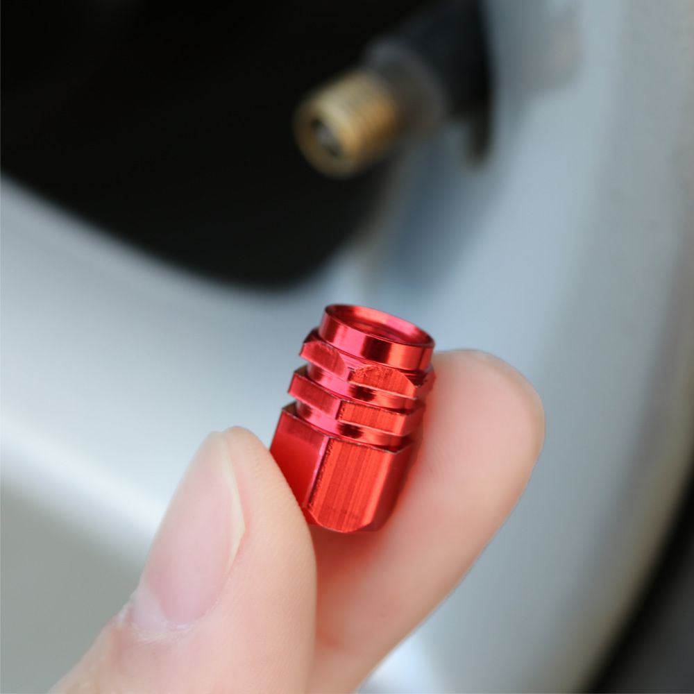 Set 4 nắp van bánh xe đạp / xe máy bằng hợp kim nhôm chống thấm nước 5 màu sắc tùy chọn