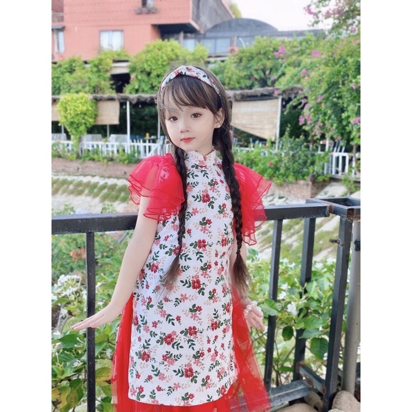 ÁO DÀI CÁCH TÂN HOA NHÍ SIÊU CƯNG CHO BÉ
