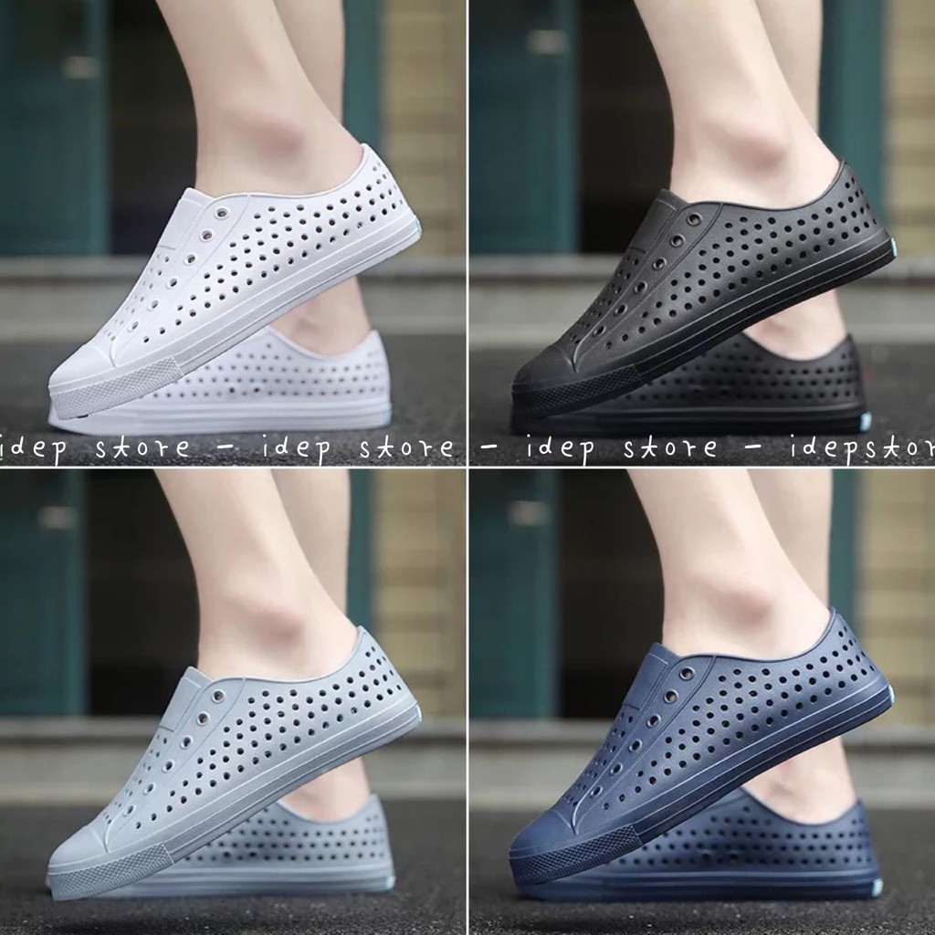 Giày nhựa lỗ nam đi mưa GL025 siêu nhẹ siêu mềm - Giày Sneaker nhựa đi mưa đi học , đi chơi , đi làm