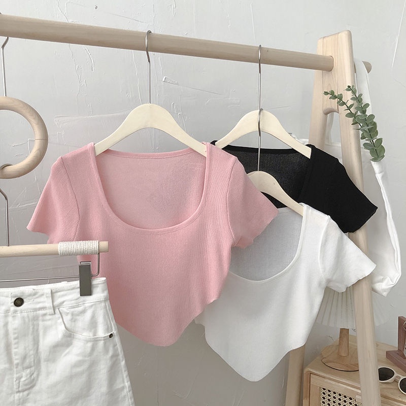 Áo Len Ngắn Tay Màu Sắc Trơn Thời Trang Mùa Hè Dành Cho Nữ