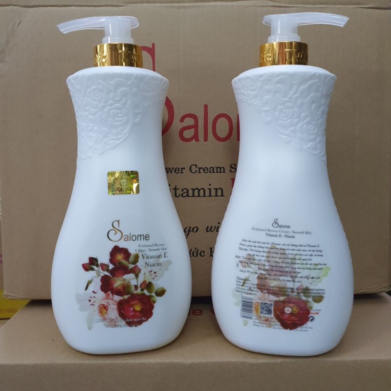Sữa Tắm Salome dưỡng ẩm Sáng Da Tinh Chất Hoa Hồng Đỏ 900ml perfume shower cream smooth skin vitamin E