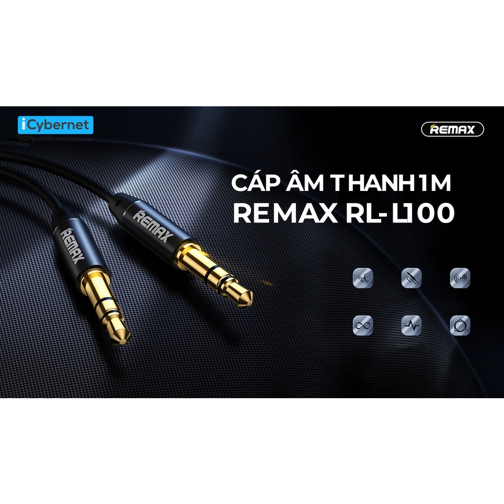 Cáp 2 Đầu Giắc 3.5 Chuyển Đổi Âm Thanh AUX Remax RL-L100 Chính Hãng. Dẫn Âm Thanh Cực Tốt, Chất Liệu Cực Tốt