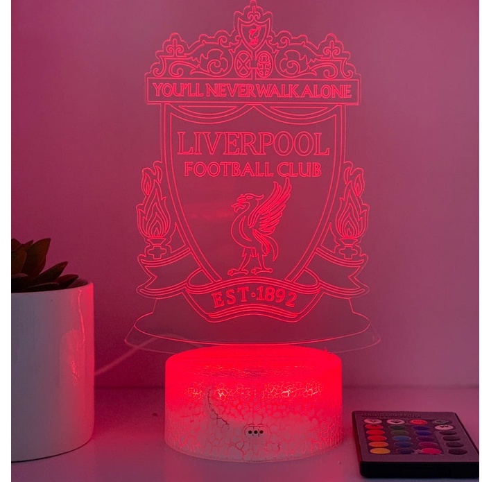 Đèn Ngủ Led 3D Logo CLB Bóng đá Liverpool | 16 Màu + Remote | Đèn Led 3D Liverpool trang trí phòng ngủ, để bàn