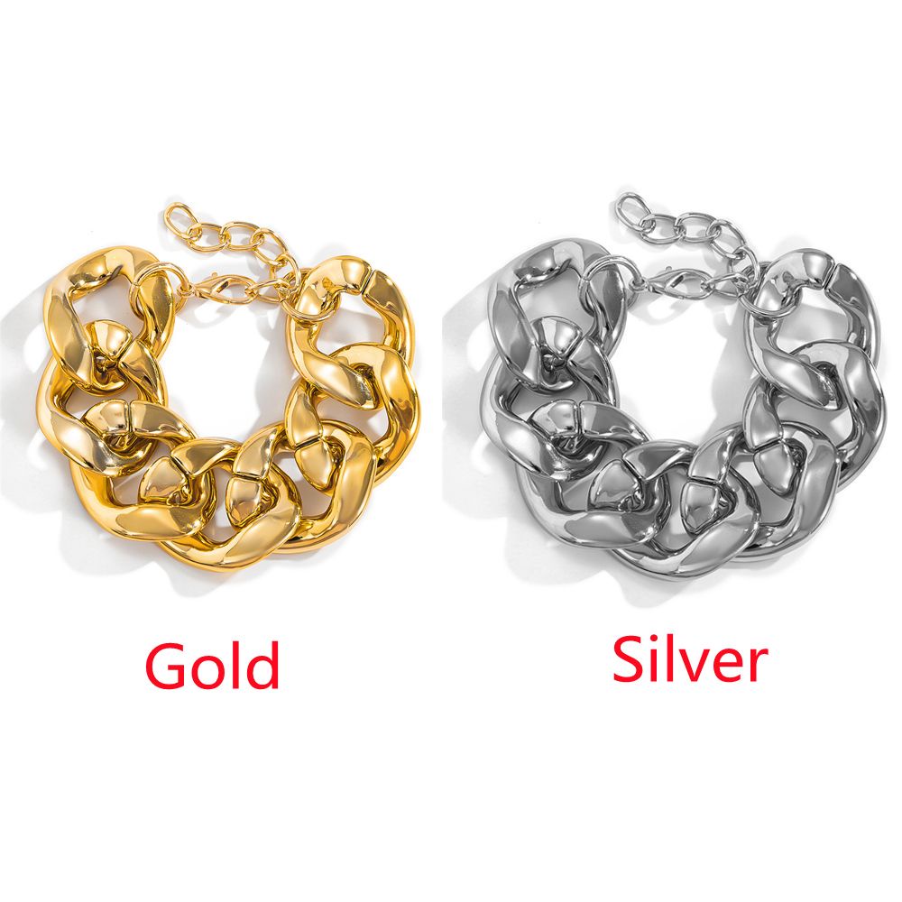 Vòng Đeo Tay Kiểu Dây Xích Bản Rộng Dày Dặn Phong Cách Hip Hop Thời Trang Cho Nam Và Nữ