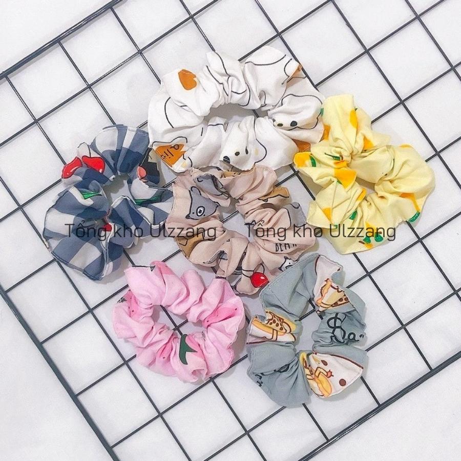 Scrunchies nhiều hoạt tiết, dây chun buộc tóc nhiều màu