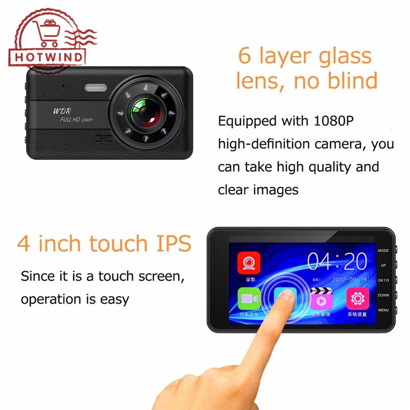 Set máy quay hành trình HW 4" IPS FHD 1080P 170 độ kèm phụ kiện dùng cho xe hơi | BigBuy360 - bigbuy360.vn