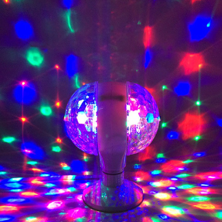 [GIAO HỎA TỐC 1H] BÓNG ĐÈN LED CẦU XOAY 2 ĐẦU -Đèn led vũ trường cầu xoay 2 đầu đèn xoay nhiều màu