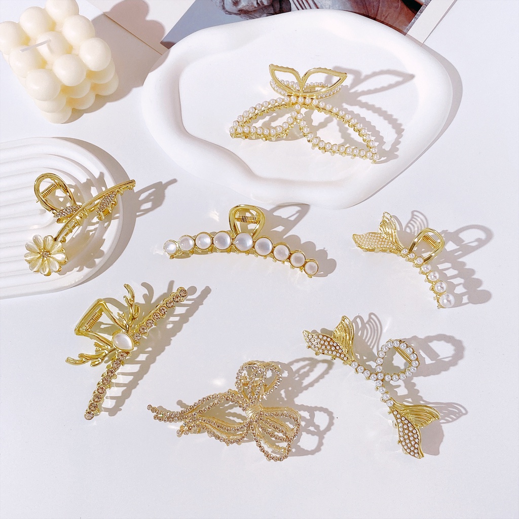 Kẹp Tóc Ngọc Trai Kim Loại Thời Trang Cho Nữ