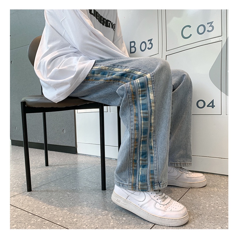 [ MGG 20K ]  Quần jeans ống suông phối viền kẻ  #N669 form cực đẹp | BigBuy360 - bigbuy360.vn