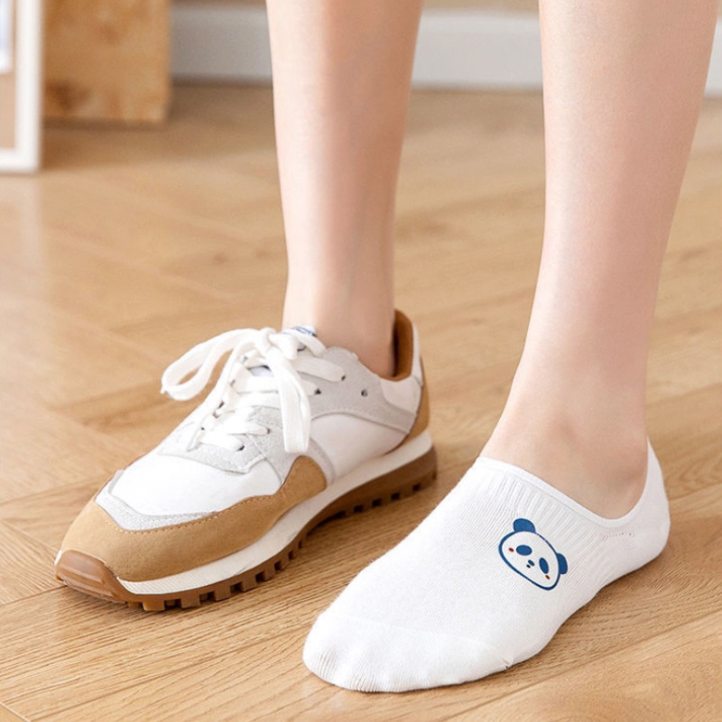 Set 10 Đôi Vớ Cổ Ngắn Chống Trượt Màu Trắng Dễ Thương Dành Cho Nữ