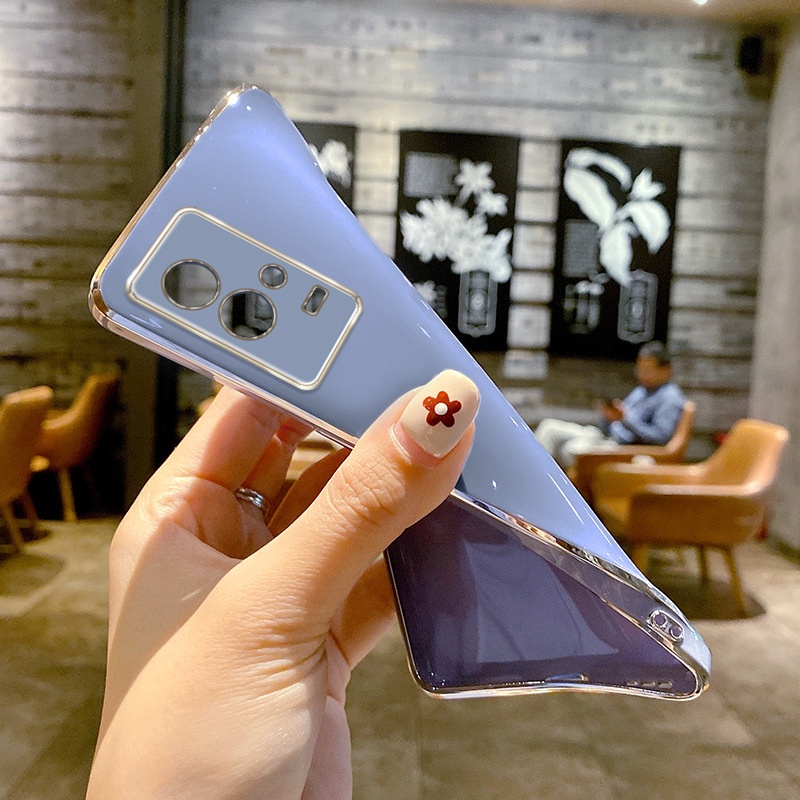 Ốp Điện Thoại Silicone Mềm Mạ Điện + Kính Cường Lực + Giá Đỡ Cong 3 Trong 1 Cho iPhone 6 Plus iPhone 6s Plus