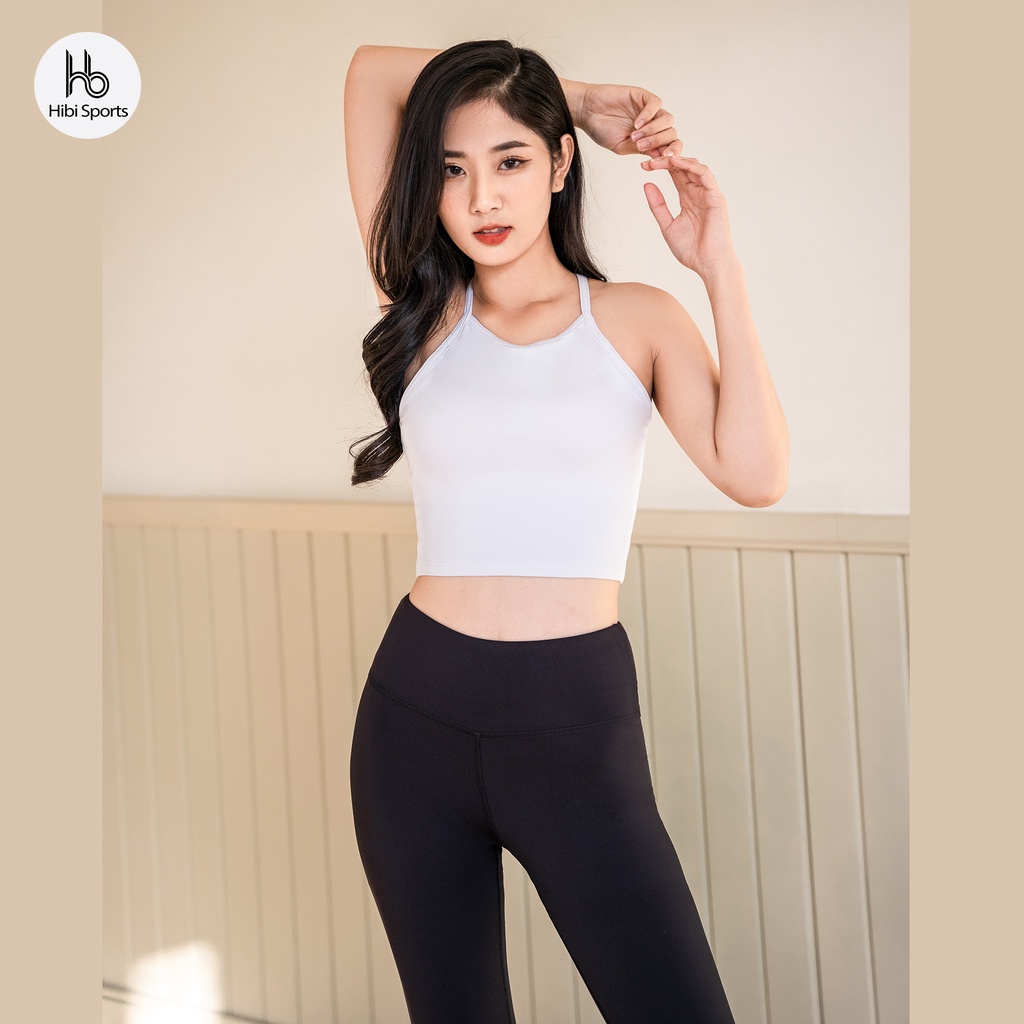 Áo tập Yoga - Gym croptop 2 dây đan chéo Hibi Sports CR806 - Kèm mút nâng ngực