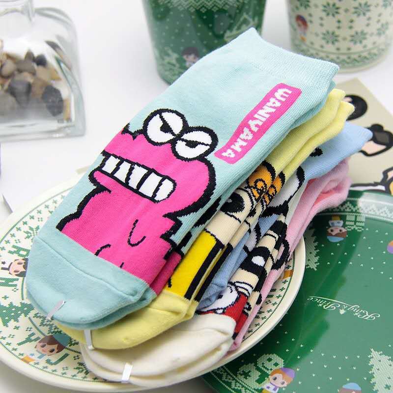 Tất Ngắn Cổ Shin To Tất Vớ Cotton Cổ Ngắn In Họa Tiết Hoạt Hình Vui Nhộn Phong Cách Nhật Hàn Phong Cách Ulzzang