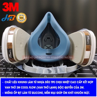 Mặt Nạ Chống Độc 3M 7502 + Kính 3M (Mặt Nạ Phun Thuốc Sâu, Phun Sơn, Hóa Chất).