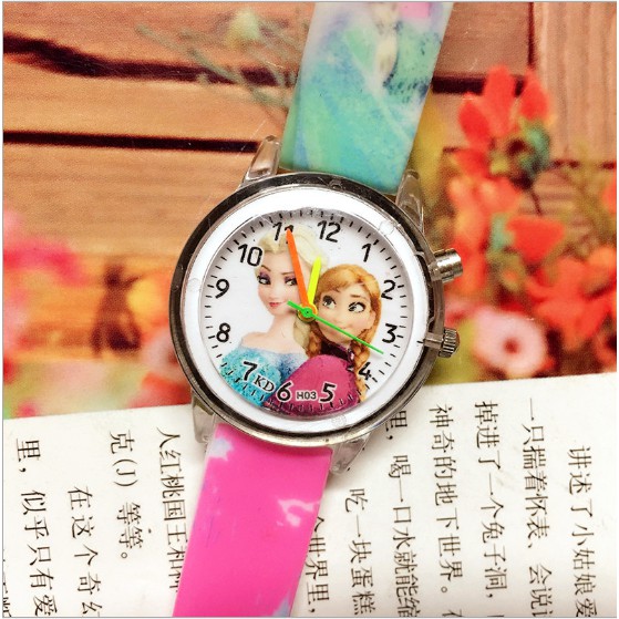 Đồng hồ cho bé gái hình Elsa và Anna tuyệt đẹp có đèn led (hồng) | BigBuy360 - bigbuy360.vn