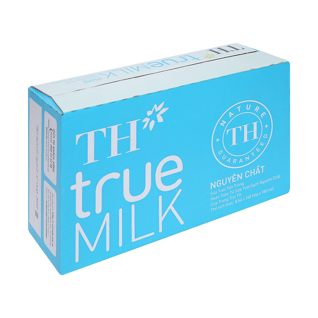 Sữa Th True Milk / Sữa Tươi Tiệt Trùng Có Đường/ Í Đường/ Hương Dâu 180ml Lốc 4 Hộp