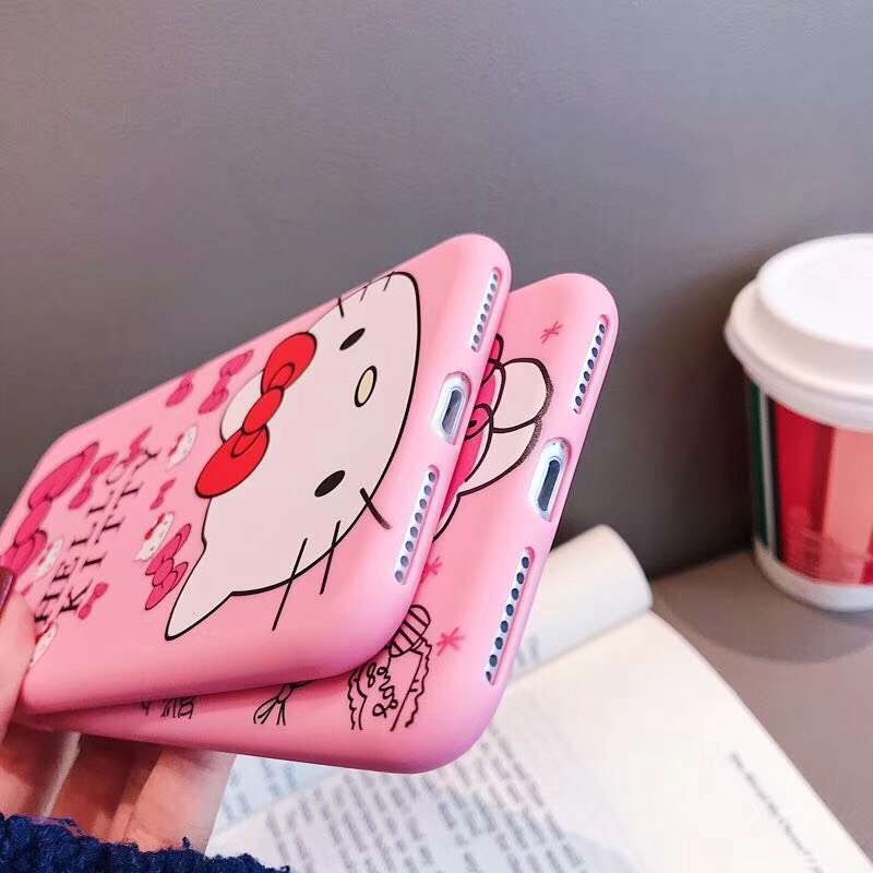 Ốp điện thoại màu hồng in hình Hello Kitty cho iPhone 6 6s 7 8 X XS Max XR