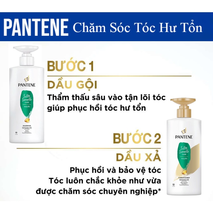 Cặp GỘI - XẢ Pantene Sliky Smooth Care  Siêu Mượt Óng Ả