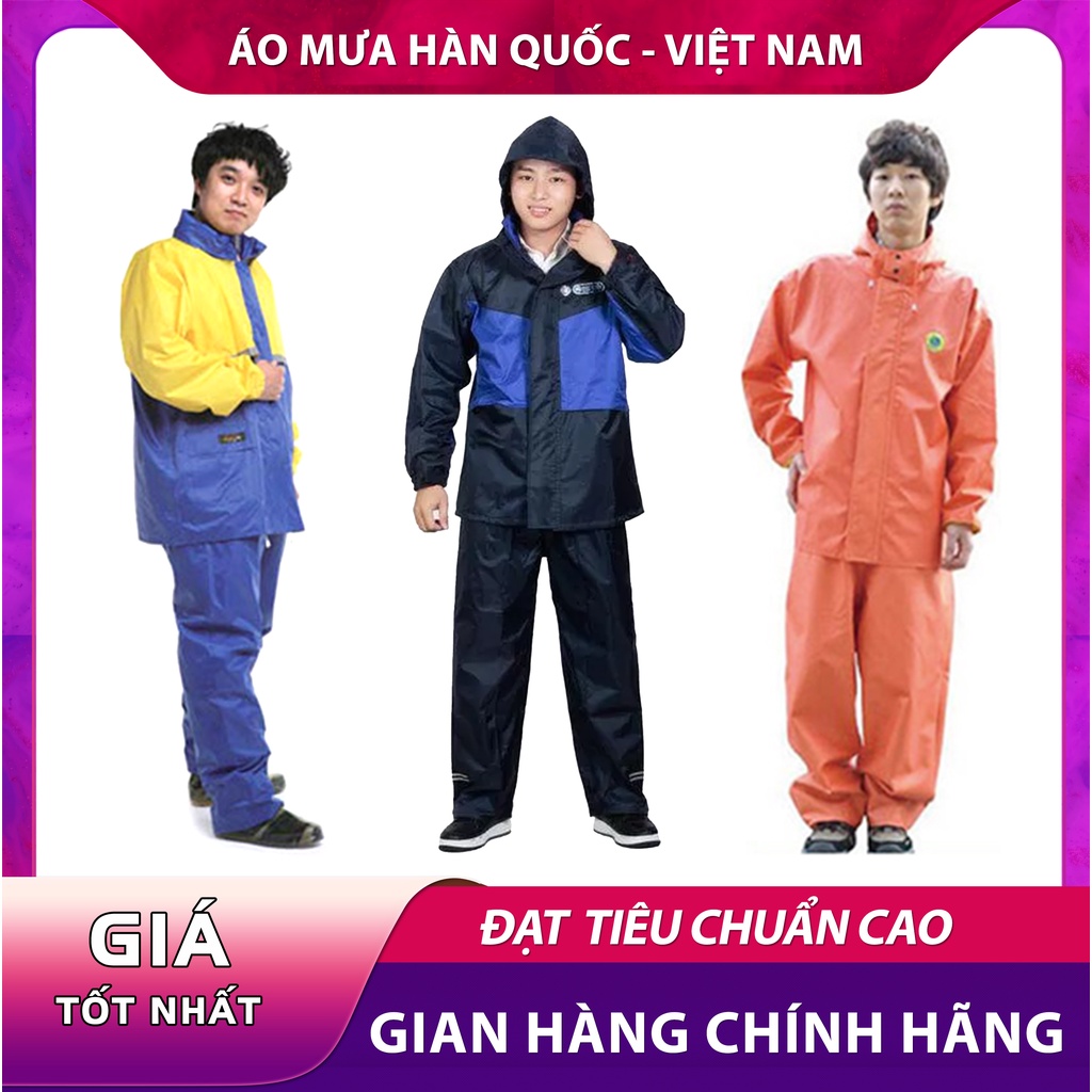 Bộ quần áo mưa 2 lớp Thuỷ Sơn, Sơn Thuỷ, Hàn Quốc, Tuấn Anh, đi biển, loại màu phát quang cảnh sát giao thông loại dày