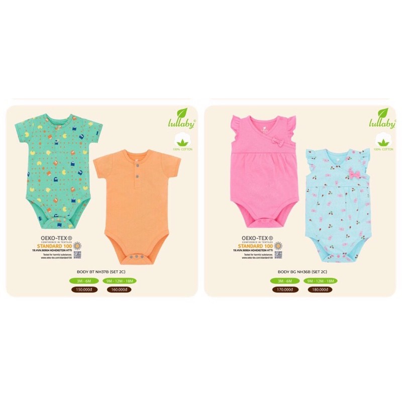 Body chip Lullaby chất cotton cho bé trai/bé gái