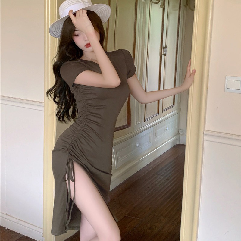 Đầm Dài Ngang Hông Màu Sắc Đơn Giản Phong Cách Hàn Quốc Thời Trang Mùa Hè Cho Nữ