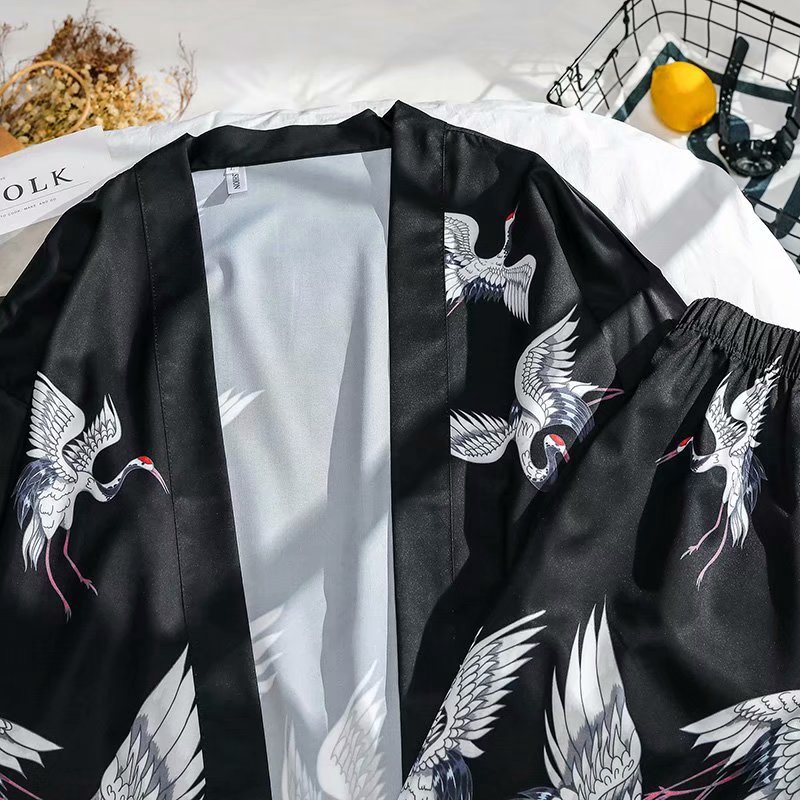 Fashion Short Sleeve Shirt Set And Shorts With Flamingo Pattern