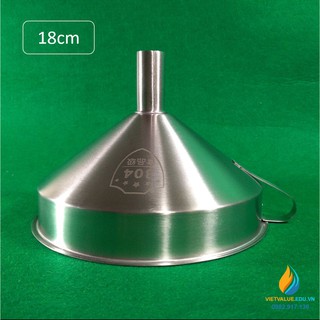 Phếu rót Inox 304 không gỉ, đường kính miệng 18cm, có tay cầm