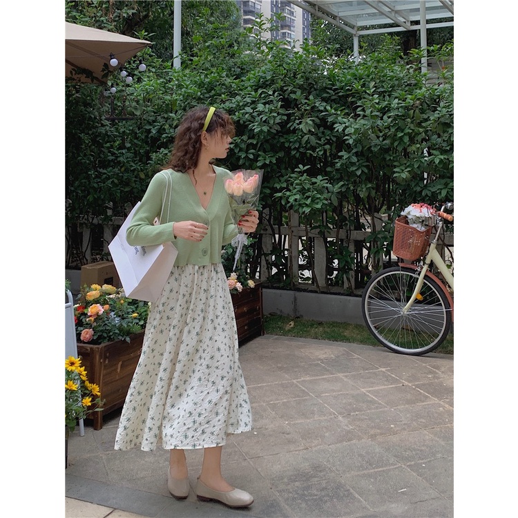 Chân Váy hoa nhí vải dập in hoa mới siêu xinh CV6915 Ulzzang style Hàng Quảng Châu