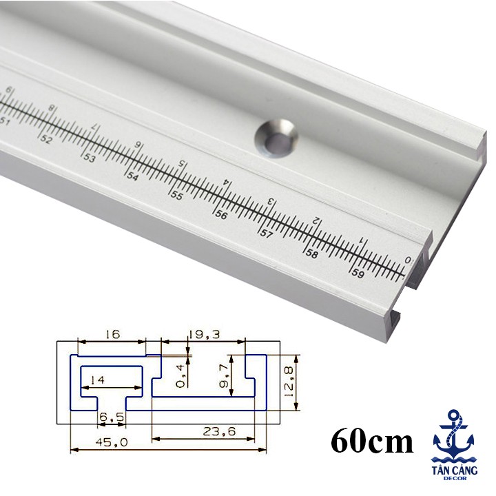 Thanh ray trượt bàn cưa in thước đo KT 60 cm / 80 cm / 122 cm