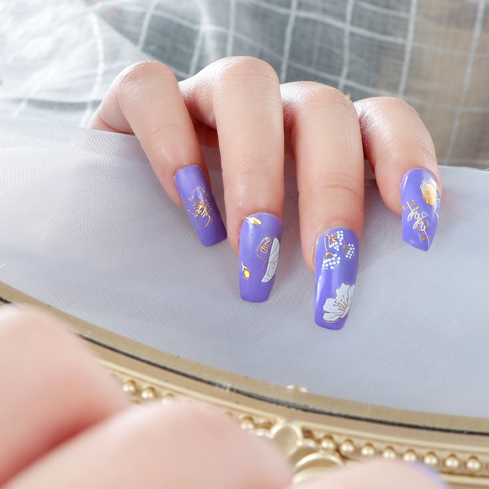 1 Miếng Dán Trang Trí Móng Tay Họa Tiết Hoa Màu Vàng Trắng